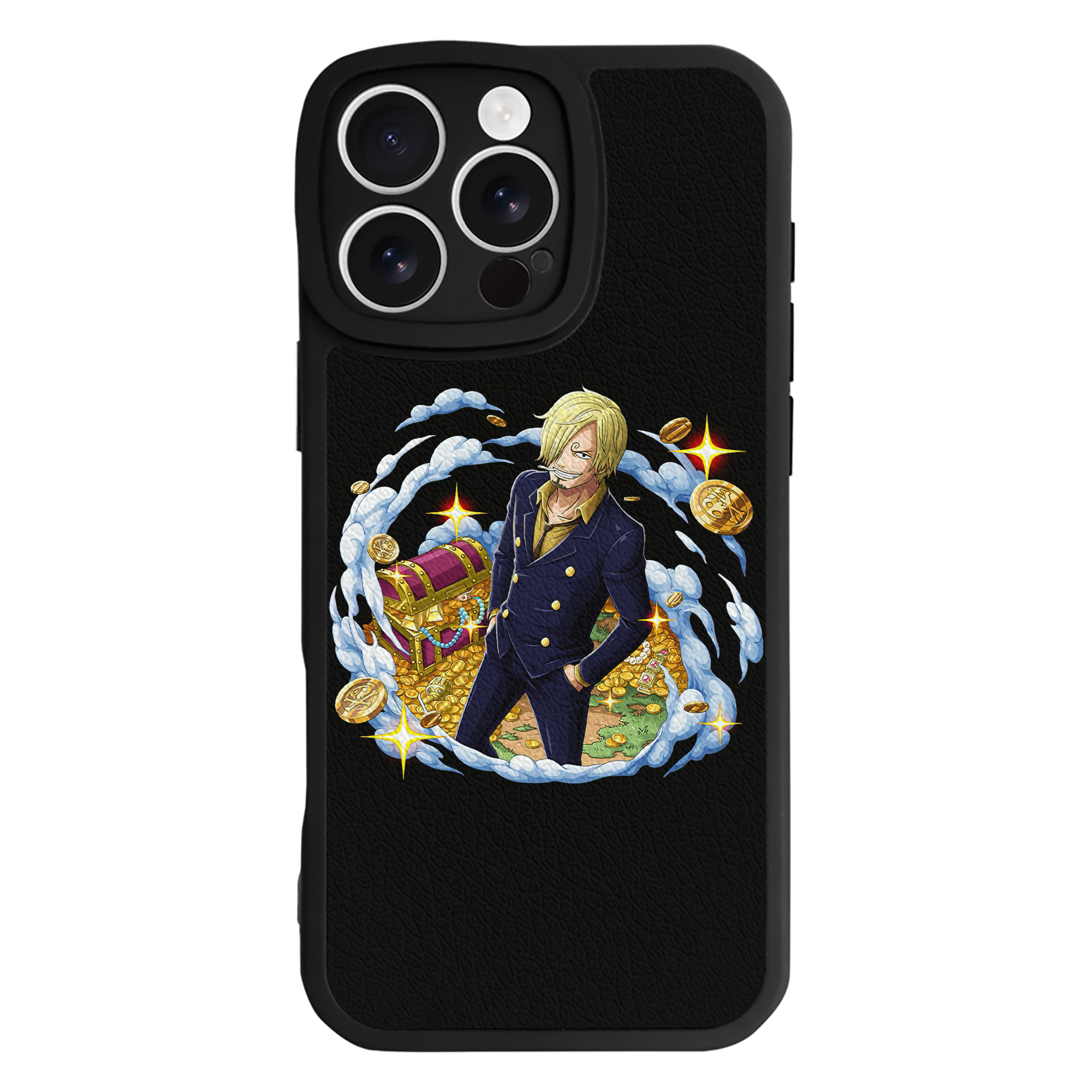 （画像用） ワンピース サンジ ONE PIECE Sanji 【iPhone 16シリーズ対応】シリコンスマホケース（レザー調） 材質：シリコン